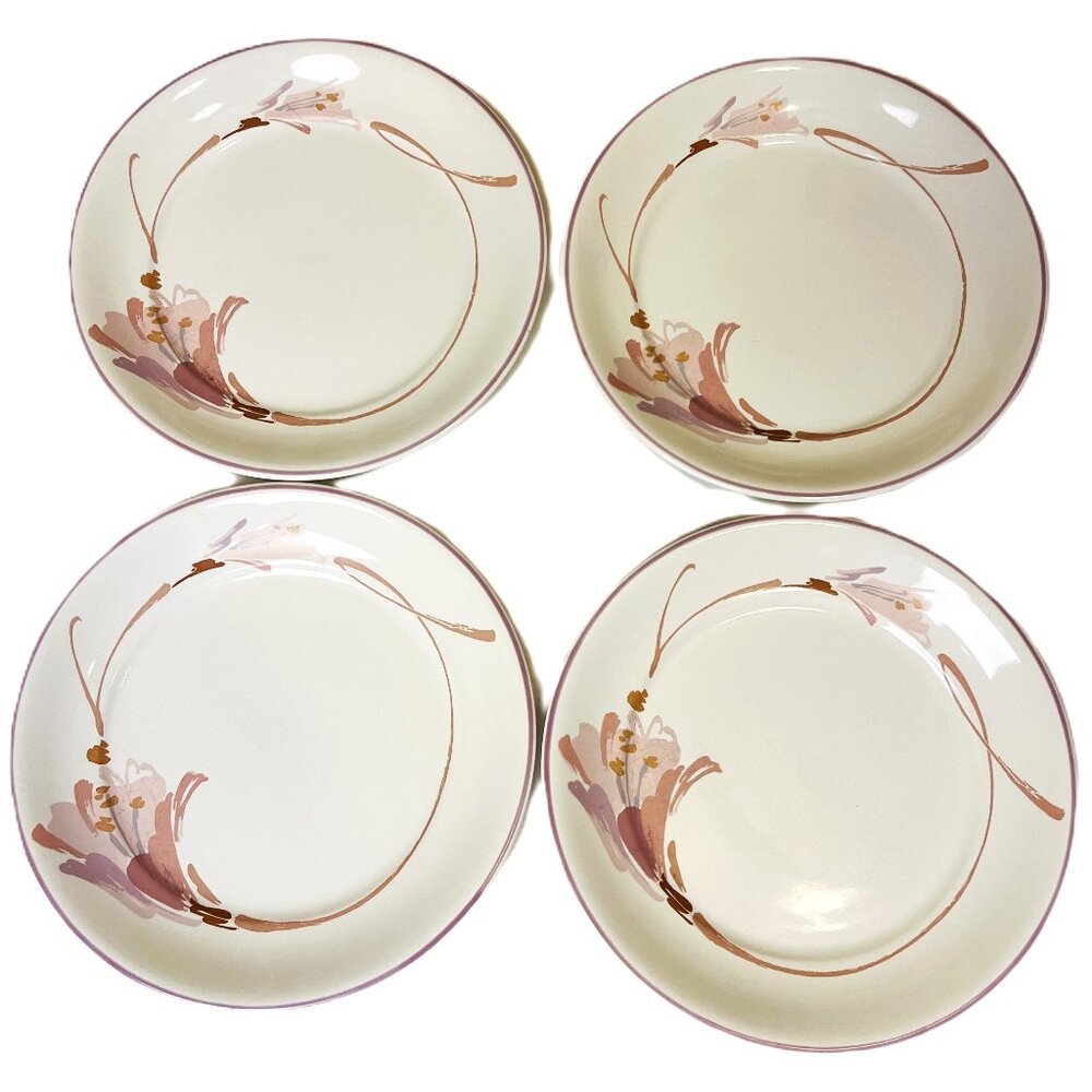 Noritake Vintage Keltcraft Plates Costa Mesa Purple Pink Floral 8” Ireland 4pcs
